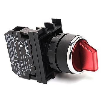 B100SL20K 22mm 1NA Kontaklı 0-1 Kalıcı Işık Kontağı Takılabilir Mandallı Kırmızı Start Butonu EMAS