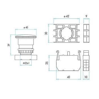 B200E-E 22mm 1NK Kontaklı Kafa Çapı:40mm Emergency Etiketli Kalıcı Mantar Acil Stop Butonu EMAS