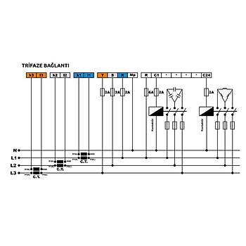 RGT-12 12 Kademe Trifaze Reaktif Güç Kontrol Rölesi TENSE - Doğuş Elektrik