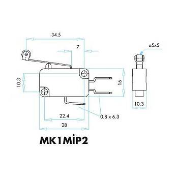 MK1MİP2 Uzun Kollu Plastik Makaralı Mikro Siviç EMAS