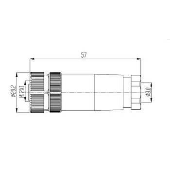 M12 5 Pinli Seyyar Düz Dişi Konnektör M12PG-5A MAOJWEI