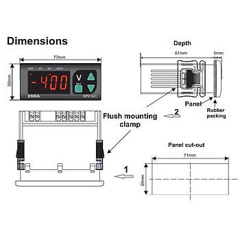 EPV241-230VAC Dijital AC/DC Voltmetre ENDA