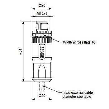 M12 4 Pinli Düz Tip Erkek Sensör Konnektörü 43-00100 CONEC - Doğuş Elektrik