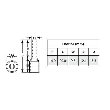 6,0 mm² Çift Girişli İzoleli Kablo Yüksüğü CYF-6.0 GWEST (100 Adet)