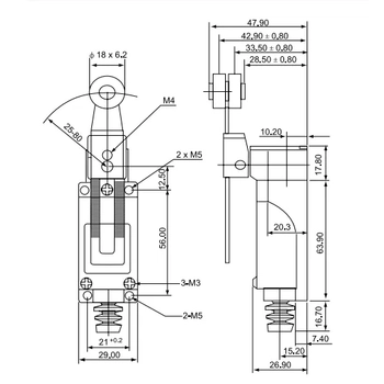 TZ-8109 Ayarlanabilir Hareketli Kollu Makaral� Limit Switch CNTD