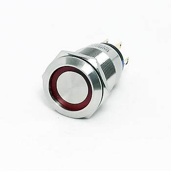 19mm 220V Krmz Ikl Kalc Metal Buton IP67 J19-372-RD2 BUTTO
