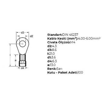 GYU-406 M4 Delikli 4-6mm� Kablo Pabucu (100 adet) GWEST