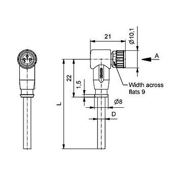 M8 3 Pinli 5m Kablolu 90 Derece Konnekt�r 42-10018 CONEC