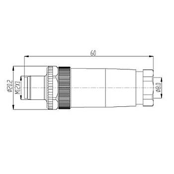 M12 4 Pinli Seyyar D�z Erkek Konnekt�r M12PG-4K MAOJWEI