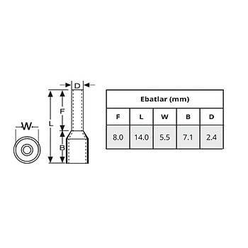 1,0 mm² Çift Girişli İzoleli Kablo Yüksüğü CYF-1.0 GWEST (500 Adet)