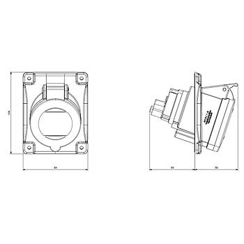 3x32A CEE Norm Monofaze E�ik Makine Prizi 413.3263 SCAME