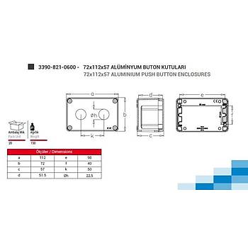 2'li Alminyum Buton Kutusu IP67 3390-821-0600 TP