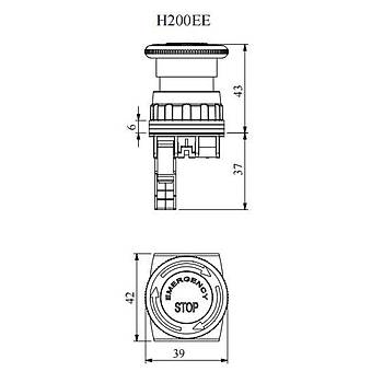 H200E-E 30mm 1NK Kontakl Kafa ap:40mm Emergency Etiketli Kalc Mantar Acil Stop Butonu EMAS