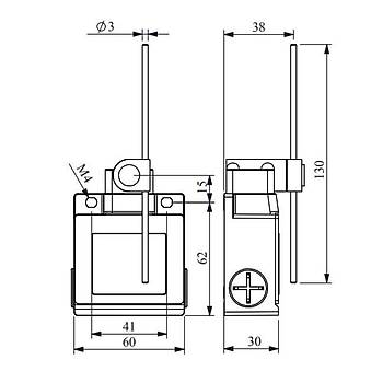 L53K13REM121 130mm Ayarlanabilir Metal ubuk Kollu Limit Switch EMAS