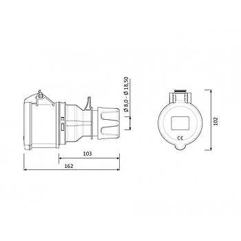 BC1-3505-2312 5x32A CEE Norm Uzatma Prizi BEMS