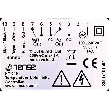 HT-310 Dijital Sıcaklık ve Nem Kontrol Cihazı TENSE