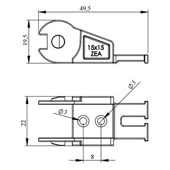 15x15mm Hareketli Kablo Ta��ma Kanal� Sabitleyici Ba�lant� Tak�m� HKP015015Z*A EMAS