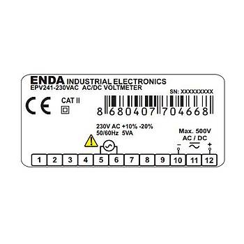 EPV241-230VAC Dijital AC/DC Voltmetre ENDA