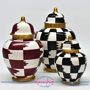 Damal� Porselen K�p - Siyah