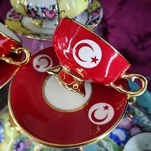 El Boyama Porselen Bayrak Sultan Fincan