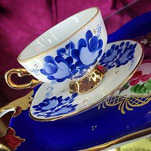 El Boyama Porselen Sultan Kahve Fincan� - Bleu Blanc