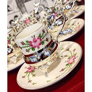 El Boyama Porselen G�m�� Zarfl� ve Tabakl� Fincan