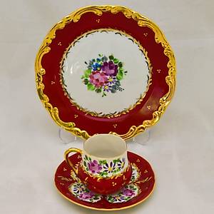 El Boyama Porselen Trio Kahve Seti