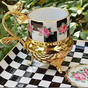 El Boyama Porselen Gold Zarfl� Tabaks�z Damal� Fincan