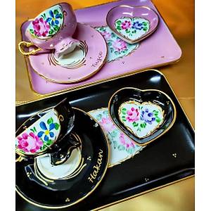 El Boyama Porselen Sultan Kahve Fincan� - �sim Yaz�l�-