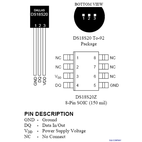 DS18S20 Yüksek Hassasiyetli 1-Wire Dijital Sýcaklýk Sensörü