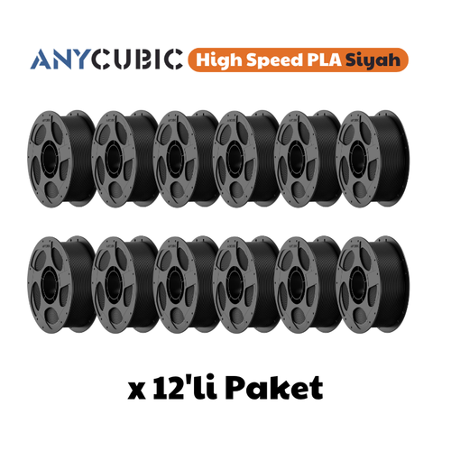 Anycubic High Speed PLA Filament Siyah 1.75mm 1kg (12 Adet)