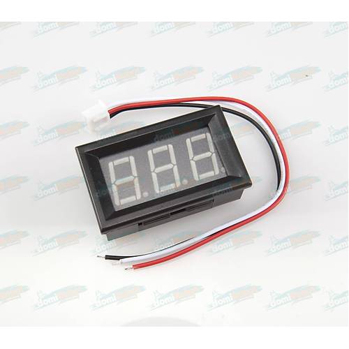 Dijital Panel Voltmetre H27V3 DC 4-100V - Yeil - 3 Telli