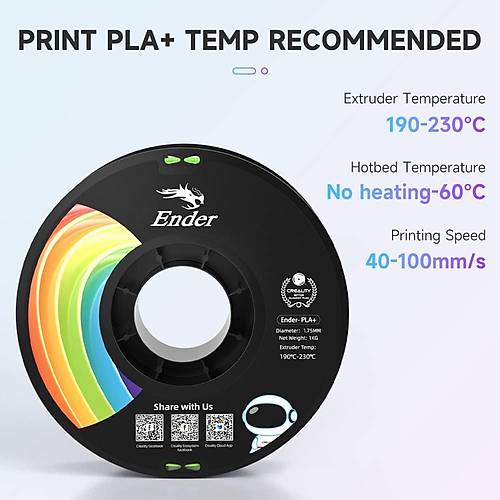 Creality Ender PLA+ Filament Elma Yeili 1.75mm 1kg