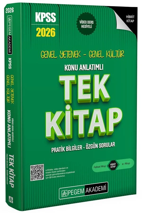 Pegem Yayınları 2026 KPSS Genel Yetenek Genel Kültür Konu Anlatımlı Tek Kitap