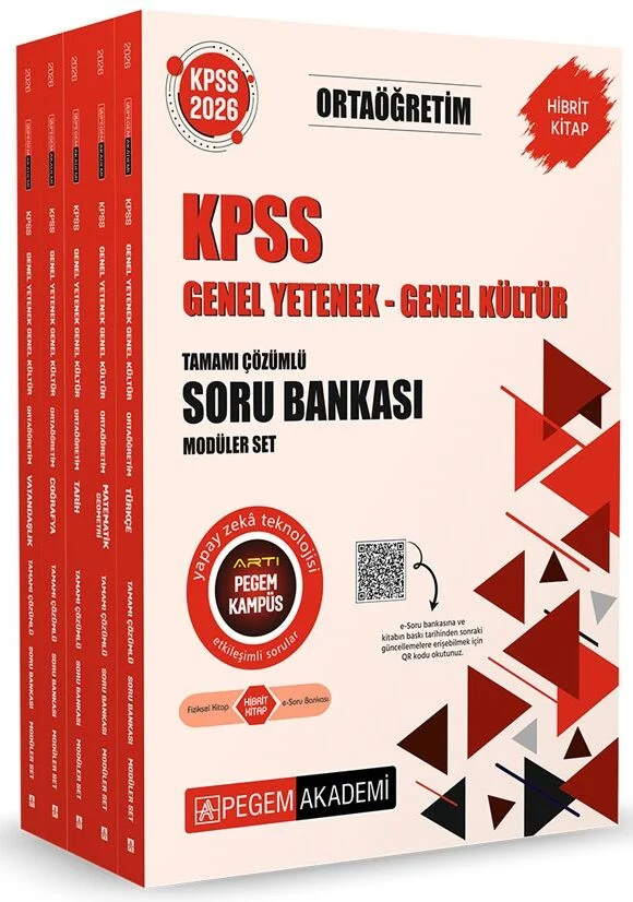 Pegem Yayınları 2026 KPSS Lise Ortaöğretim Soru Bankası Çözümlü Modüler Set