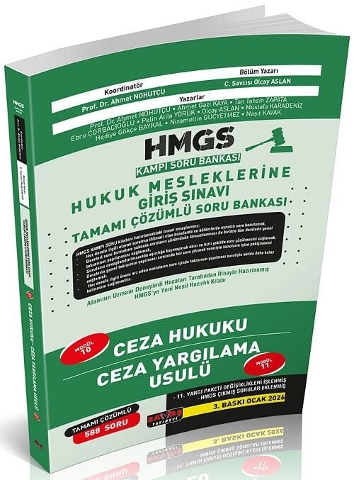Savaş 2026 HMGS Kampı Ceza Hukuku, Ceza Yargılama Usul Soru Bankası Çözümlü 3. Baskı - Olcay Aslan Savaş Yayınları