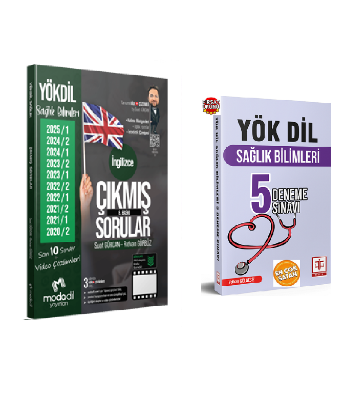 Modadil Yayınları YÖKDİL Sağlık Bilimleri Çıkmış Sorular Tamamı Video Çözümlü Suat Gürcan, Rıdvan Gürbüz-Tercih Yayınevi Yökdil İngilizce Sağlık Bilimleri 5 Deneme Sınavı (Volkan Gölgesiz)