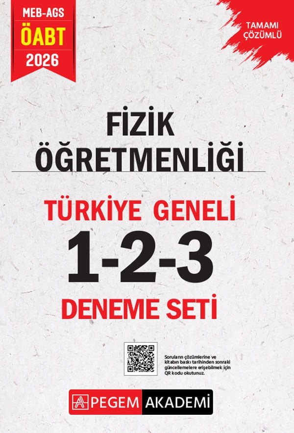 Pegem 2026 ÖABT MEB-AGS Fizik Öğretmenliği Türkiye Geneli 3 Deneme Çözümlü (1-2-3) Pegem Akademi Yayınları
