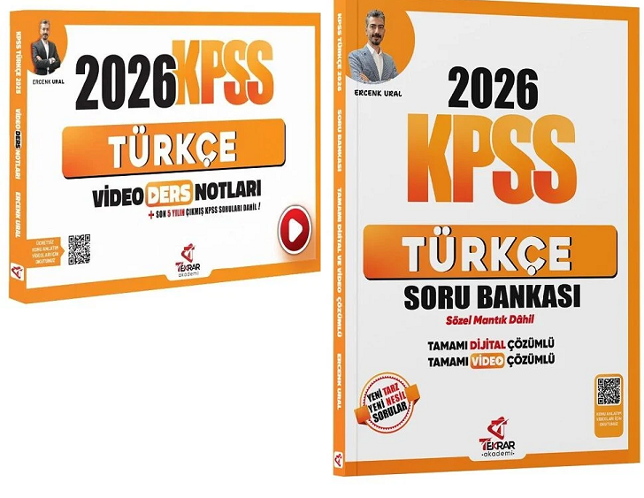 Tekrar Akademi 2026 KPSS Türkçe Video Ders Notları + Soru Bankası 2 li Set - Erhan Aydın Tekrar Akademi Yayınları