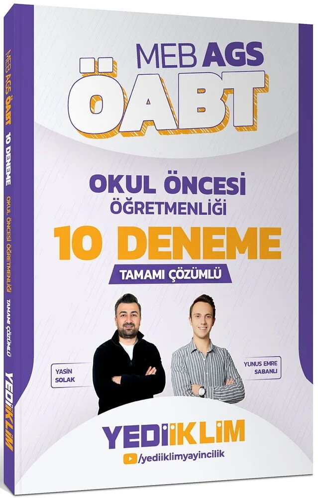Yediiklim 2026 ÖABT MEB-AGS Okul Öncesi Öğretmenliği 10 Deneme Çözümlü - Yasin Solak, Yunus Emre Sabanlı Yediiklim Yayınları