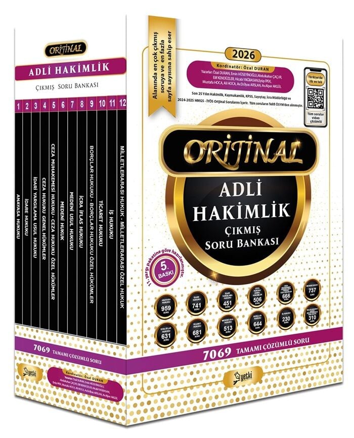 Yetki Yayınları 2026 Adli Hakimlik Orijinal Çıkmış Soru Bankası Seti