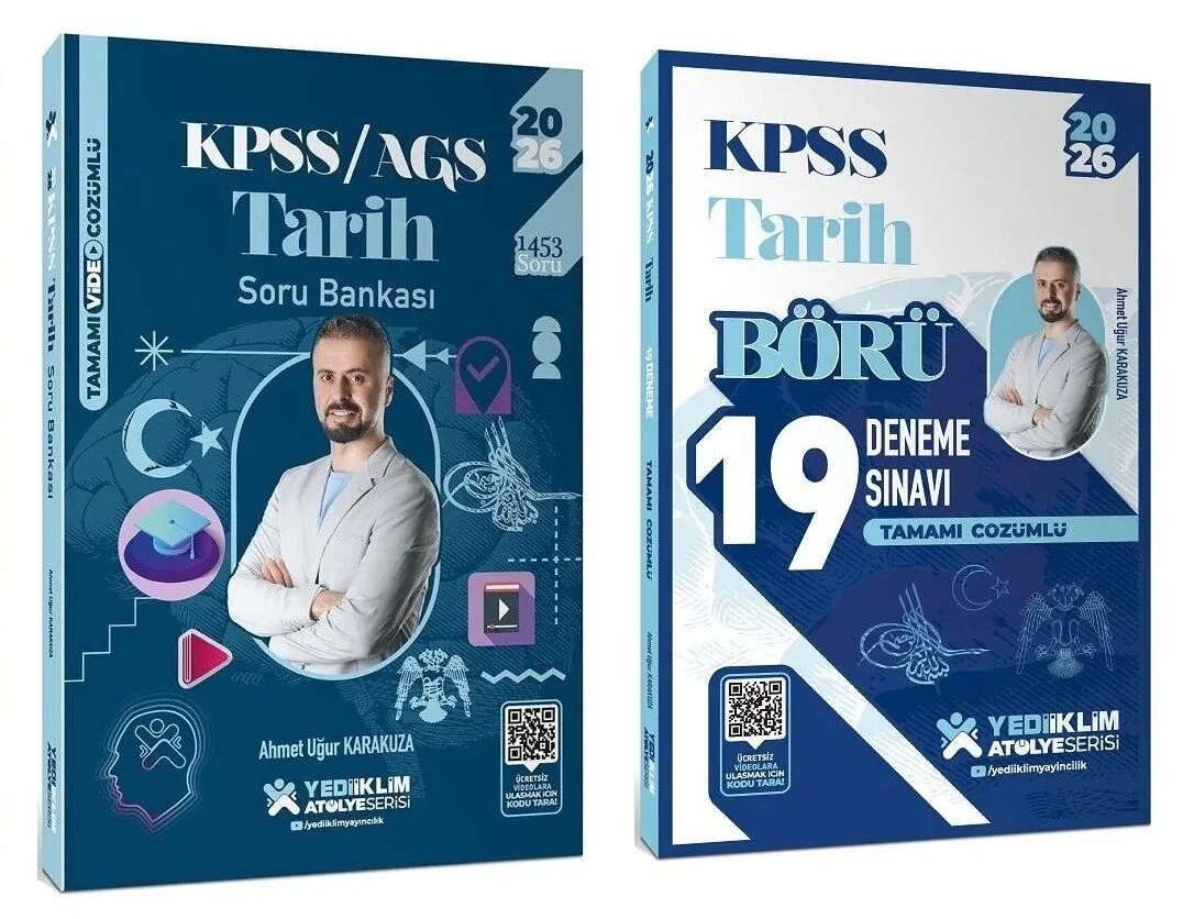 Yediiklim 2026 KPSS Tarih Atölye Soru Bankası + Börü 19 Deneme 2 li Set - Ahmet Uğur Karakuza Yediiklim Yayınları
