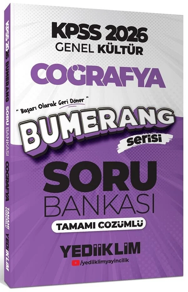 Yediiklim 2026 KPSS Coğrafya Bumerang Soru Bankası Çözümlü Yediiklim Yayınları