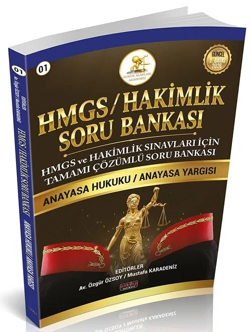 Savaş 2026 HMGS Hakimlik HUKAL Hukuk Alanları Akademisi Anayasa Hukuku, Anayasa Yargısı Soru Bankası Çözümlü - Mustafa Karadeniz Savaş Yayınları