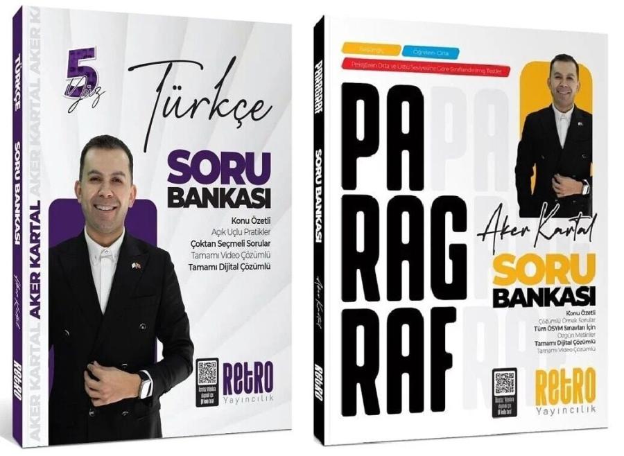 Retro Yayıncılık 2026 KPSS Türkçe 5Yüz Soru ve Paragraf Soru Bankası 2'li Set Aker Kartal