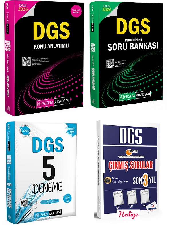 Pegem Akademi 2026 DGS Konu - DGS Soru Bankası - DGS 5 Deneme-DGS 3 Yıl Hediye Seti (4.Kitap)
