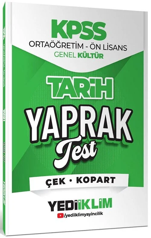 Yediiklim 2026 KPSS Lise Ortaöğretim Ön Lisans Tarih Yaprak Test Yediiklim Yayınları
