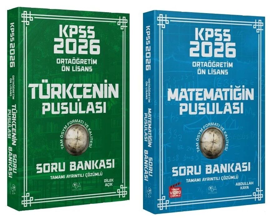 CBA Yayınları 2026 KPSS Lise Ortaöğretim Ön Lisans Türkçe + Matematik Pusulası Soru Bankası 2 li Set CBA Yayınları
