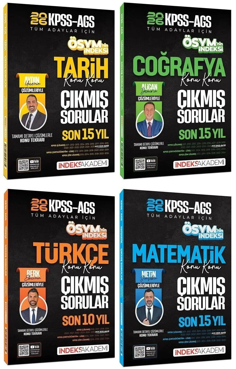 İndeks Akademi 2026 MEB-AGS Tarih + Coğrafya + Türkçe + Matematik ÖSYM nin İndeksi Çıkmış Sorular 4 lü Set İndeks Akademi Yayıncılık