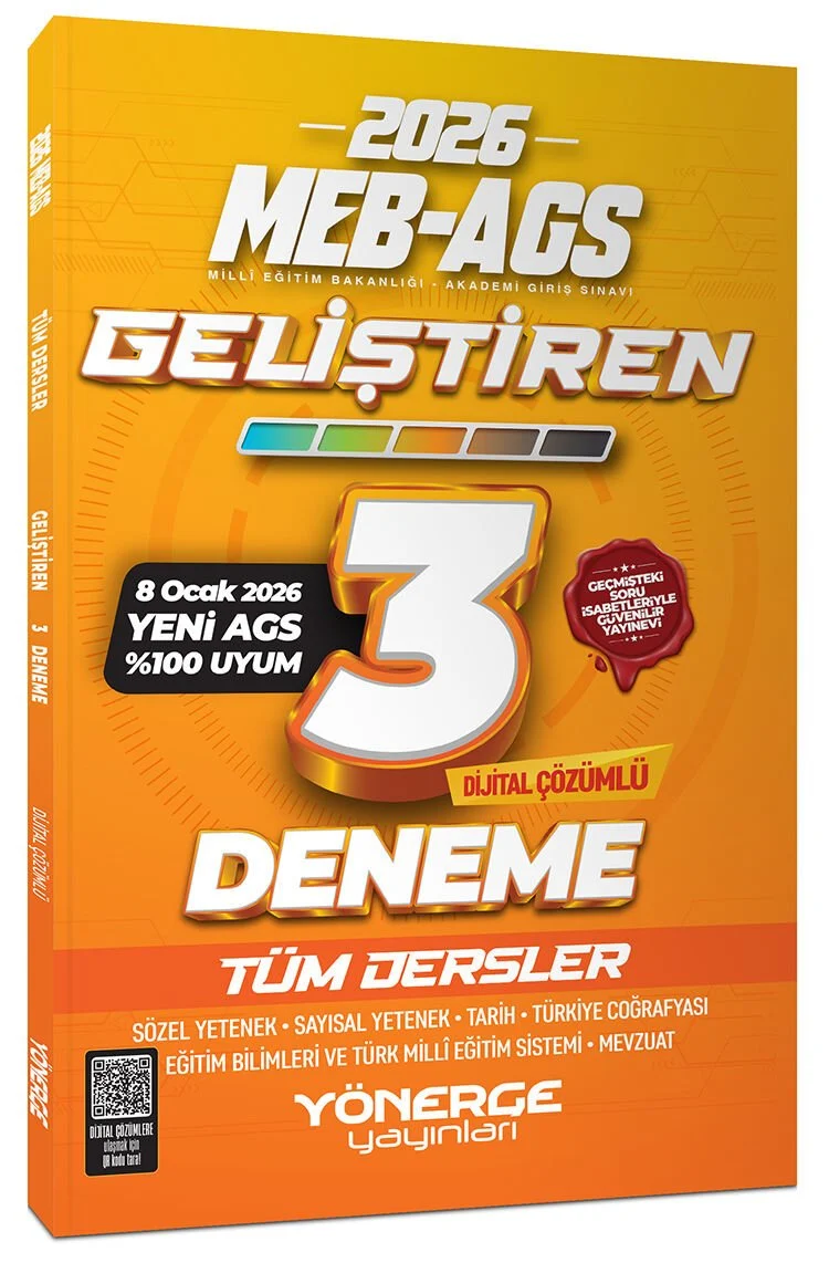YENİ AGS - Yönerge 2026 MEB-AGS Tüm Dersler Geliştiren 3 Deneme Çözümlü Yönerge Yayınları